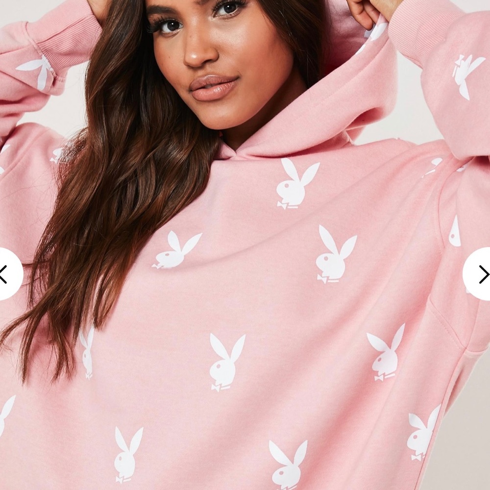 Playboy Tall Pink Bunny Hoodie Dress - Picture 3 of 9